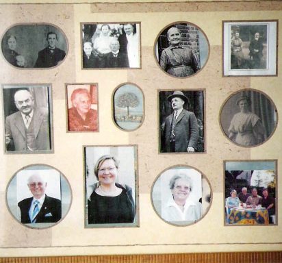 Historische Fotos von verschiedenen Personen in ovalen Rahmen auf einer Collage.